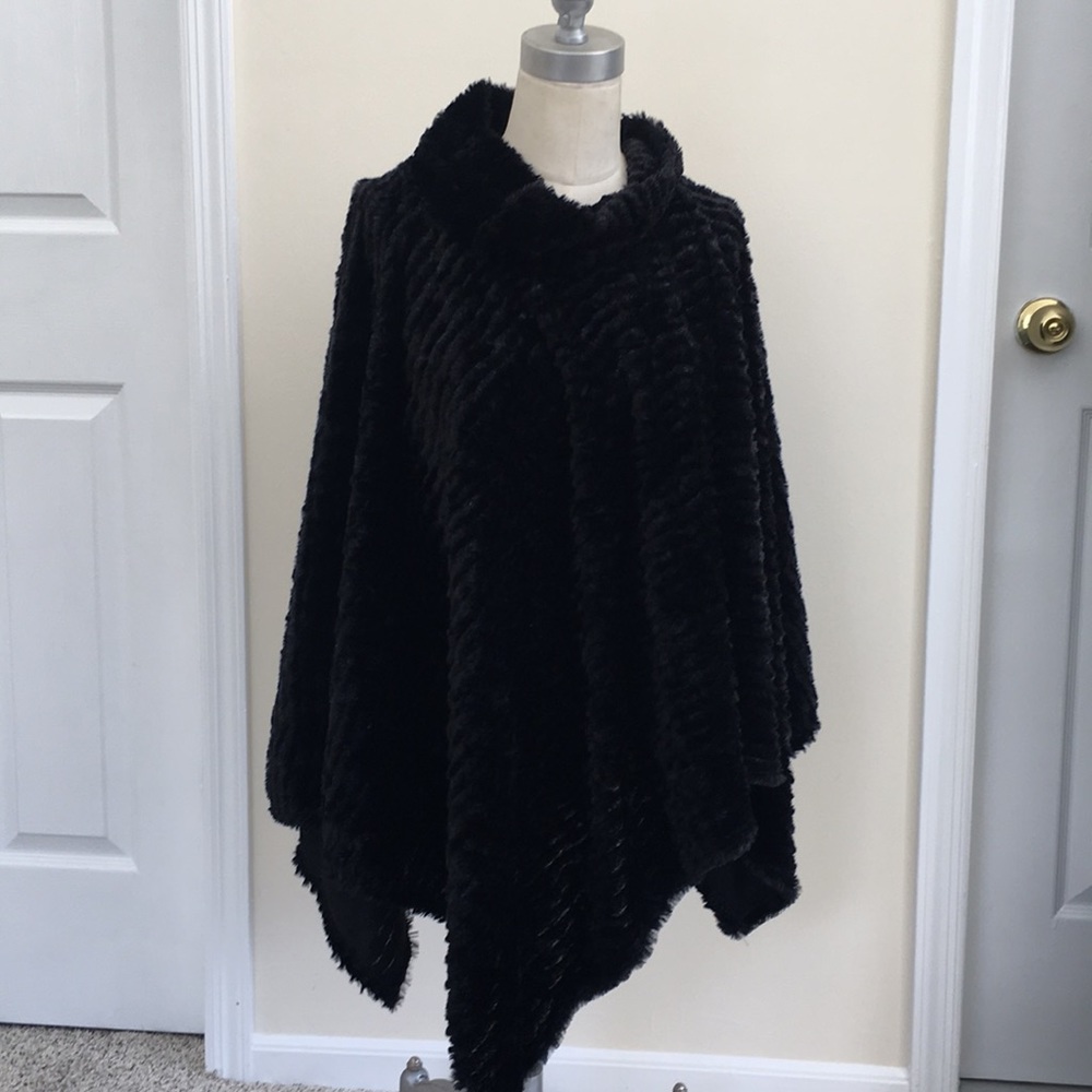 Black fuzzy cape/poncho